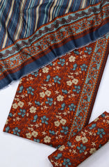 New Bin Saeed Printed Khaddar Unstitched 3 Piece Suit - Design-02 - BS25KHD - Orange - Winter Collection