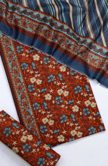 New Bin Saeed Printed Khaddar Unstitched 3 Piece Suit - Design-02 - BS25KHD - Orange - Winter Collection