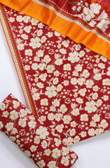 Bin Saeed Printed Khaddar Unstitched 3 Piece Suit - Design-01 - BS25KHD - Red - Winter Collection