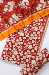 Bin Saeed Printed Khaddar Unstitched 3 Piece Suit - Design-01 - BS25KHD - Red - Winter Collection