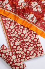 Bin Saeed Printed Khaddar Unstitched 3 Piece Suit - Design-01 - BS25KHD - Red - Winter Collection