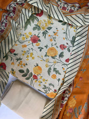 Bin Saeed Printed Lawn Unstitched 3 Piece - AS - 2521 - yellow - Summer Collection