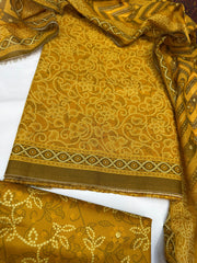 Bin Saeed Digital Printed Cotton Cambric Unstitched 3 Piece Suit - Design- 4 - BS25DCC - Mustard - Summer Collection
