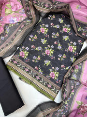 Bin Saeed Digital Printed Cotton Cambric Unstitched 3 Piece Suit - Design-12 - BS25DCC - Mustard - Summer Collection