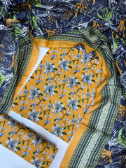 Bin Saeed Digital Printed Cotton Cambric Unstitched 3 Piece Suit - Design-02 - BS25DCC - Yellow - Summer Collection