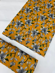 Bin Saeed Digital Printed Cotton Cambric Unstitched 3 Piece Suit - Design-02 - BS25DCC - Yellow - Summer Collection