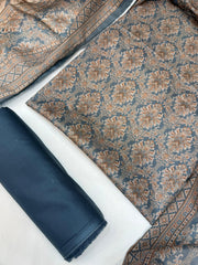 Bin Saeed Digital Printed Cotton Cambric Unstitched 3 Piece Suit - Design- 03 - BS25DCC - Blue - Summer Collection