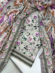 Bin Saeed Digital Printed Cotton Cambric Unstitched 3 Piece Suit - Design-14 - BS25DCC - white - Summer Collection