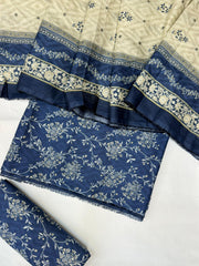 Bin Saeed Digital Printed Cotton Cambric Unstitched 3 Piece Suit - Design-10 - BS25DCC - Blue - Summer Collection