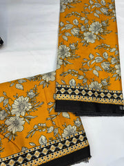 Bin Saeed Digital Printed Cotton Cambric Unstitched 3 Piece Suit - Design-6 - BS25DCC - Yellow - Summer Collection