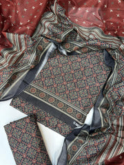 Bin Saeed Digital Printed Cotton Cambric Unstitched 3 Piece Suit - Design-5 - BS25DCC - Blue - Summer Collection