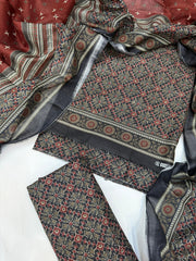 Bin Saeed Digital Printed Cotton Cambric Unstitched 3 Piece Suit - Design-5 - BS25DCC - Blue - Summer Collection