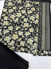 Bin Saeed Printed Khaddar Unstitched 3 Piece Suit - BS25KHD -Black- Winter Collection