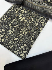 Bin Saeed Printed Khaddar Unstitched 3 Piece Suit - BS25KHD -Black- Winter Collection