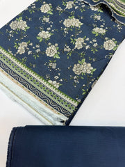 Bin Saeed Printed Khaddar Unstitched 3 Piece Suit - BS25KHD -Blue- Winter Collection