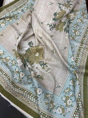 Bin Saeed Printed Khaddar Unstitched 3 Piece Suit - BS25KHD -LIGHT BLUE- Winter Collection