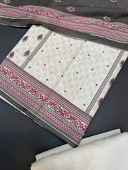 Bin Saeed Printed Khaddar Unstitched 3 Piece Suit - BS25KHD -White - Winter Collection