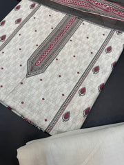 Bin Saeed Printed Khaddar Unstitched 3 Piece Suit - BS25KHD -White - Winter Collection