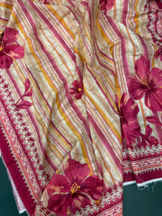 Bin Saeed Printed Khaddar Unstitched 3 Piece Suit - BS25KHD -Pink- Winter Collection