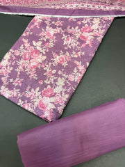 Bin Saeed Printed Khaddar Unstitched 3 Piece Suit - BS25KHD -Pink- Winter Collection