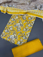 Bin Saeed Printed Khaddar Unstitched 3 Piece Suit - BS25KHD -Yellow- Winter Collection