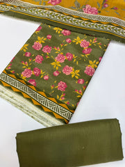 Bin Saeed Printed Khaddar Unstitched 3 Piece Suit - BS25KHD -Green- Winter Collection