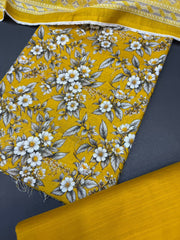 Bin Saeed Printed Khaddar Unstitched 3 Piece Suit - BS25KHD -Yellow- Winter Collection