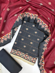 Bin Saeed Printed Khaddar Unstitched 3 Piece Suit - BS25KHD -Blue- Winter Collection