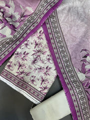 Bin Saeed Printed Khaddar Unstitched 3 Piece Suit - BS25KHD -White- Winter Collection