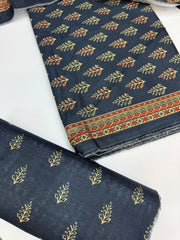 Bin Saeed Printed Khaddar Unstitched 3 Piece Suit - BS25KHD -Blue- Winter Collection