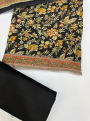 Bin Saeed Printed Khaddar Unstitched 3 Piece Suit - BS25KHD -Black- Winter Collection