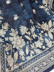 Bin Saeed Printed Khaddar Unstitched 3 Piece Suit - BS25KHD -Blue- Winter Collection