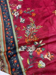 Bin Saeed Printed Khaddar Unstitched 3 Piece Suit - BS25KHD -red- Winter Collection