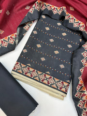 Bin Saeed Printed Khaddar Unstitched 3 Piece Suit - BS25KHD -Blue- Winter Collection