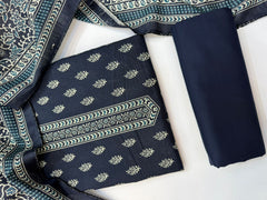 Bin Saeed Printed Khaddar Unstitched 3 Piece Suit - BS26KHD -NAVY BLUE- Winter Collection