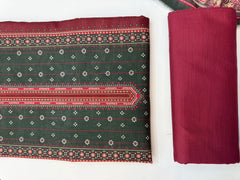 Bin Saeed Printed Khaddar Unstitched 3 Piece Suit - BS26KHD -SEA GREEN- Winter Collection