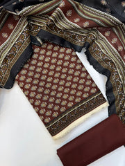 Bin Saeed Printed Khaddar Unstitched 3 Piece Suit - BS26KHD -MAROON- Winter Collection