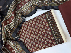 Bin Saeed Printed Khaddar Unstitched 3 Piece Suit - BS26KHD -MAROON- Winter Collection