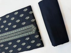 Bin Saeed Printed Khaddar Unstitched 3 Piece Suit - BS26KHD -NAVY BLUE- Winter Collection