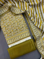 Bin Saeed Printed Khaddar Unstitched 3 Piece Suit - BS26KHD -MUSTARD- Winter Collection