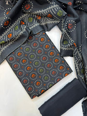 Bin Saeed Printed Khaddar Unstitched 3 Piece Suit - BS26KHD -CHARCOAL GREY- Winter Collection