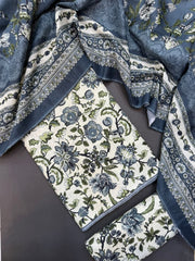 Bin Saeed Printed Khaddar Unstitched 3 Piece Suit - BS26KHD-WHITE- Winter Collection