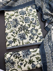 Bin Saeed Printed Khaddar Unstitched 3 Piece Suit - BS26KHD-WHITE- Winter Collection