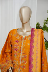 Bin Saeed Stitched 3 Piece Luxury Jacquard Vol-01 Suit-JAQ-2930-MUSTARD
