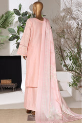 Bin Saeed Stitched 3 Piece Luxury Emb Jacquard Suit-JAQ-3219-PEACH