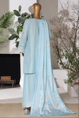 Bin Saeed Stitched 3 Piece Luxury Emb Jacquard Suit-JAQ-3220-FEROZI