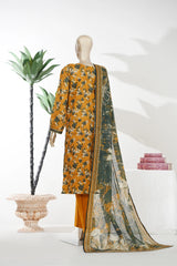 Bin Saeed Stitched 3 Piece Exclusive Printed Lawn Vol-08 Suit-LSM-2877-Yellow