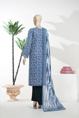 Bin Saeed Stitched 3 Piece Exclusive Printed Lawn Vol-08 Suit-LSM-2885-Blue