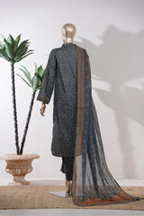 Bin Saeed Stitched 3 Piece Exclusive Printed Lawn Vol-09 Suit-LSM-2924-Dark Grey