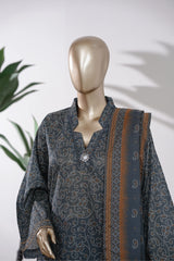 Bin Saeed Stitched 3 Piece Exclusive Printed Lawn Vol-09 Suit-LSM-2924-Dark Grey